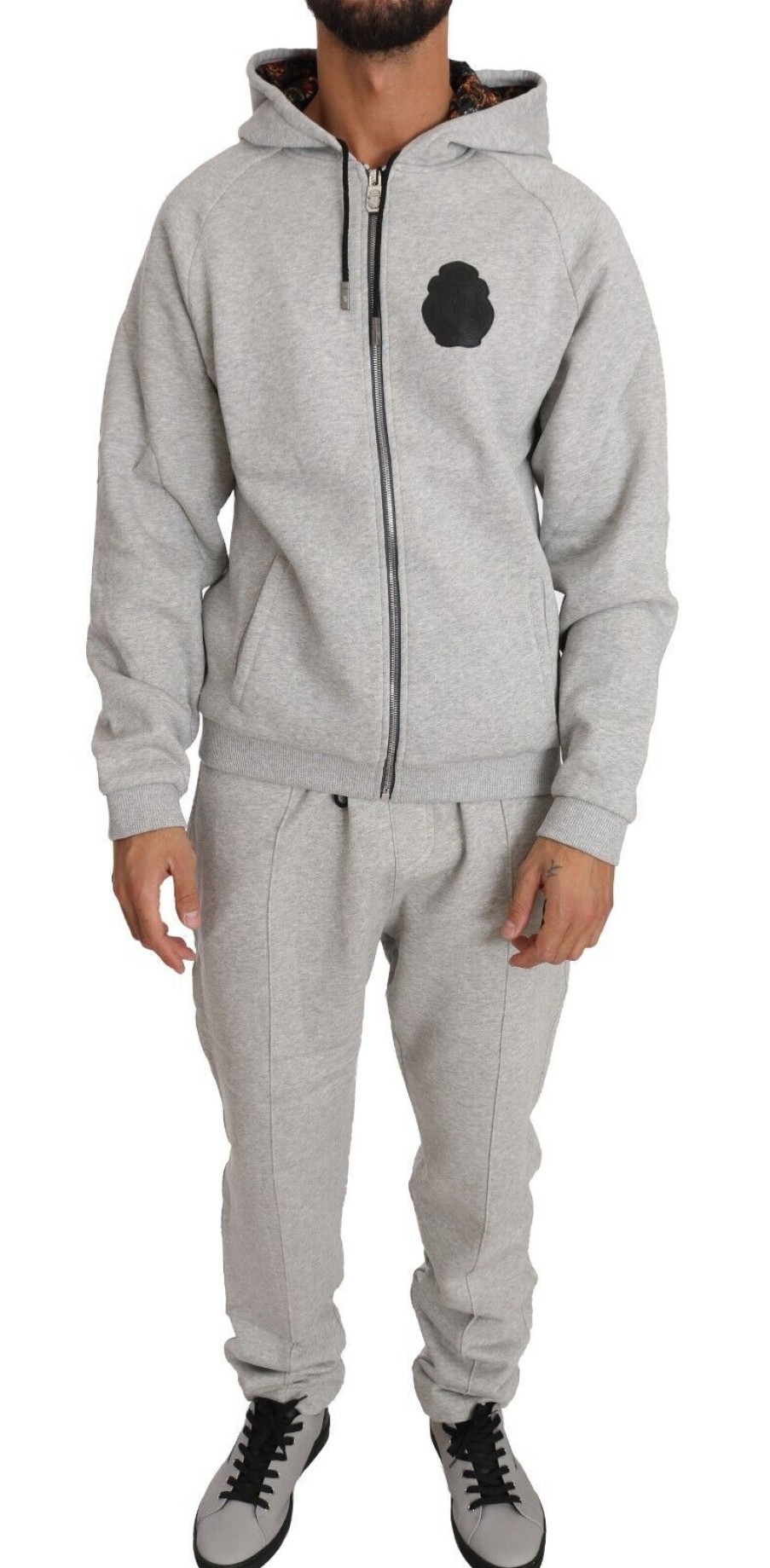 Men Billionaire Italian Couture Men'S Sweatsuit | Billionaire Italian Couture Gray Cotton Sweater Pants Set Tracksuit - Genuine Authentic Brand Llc