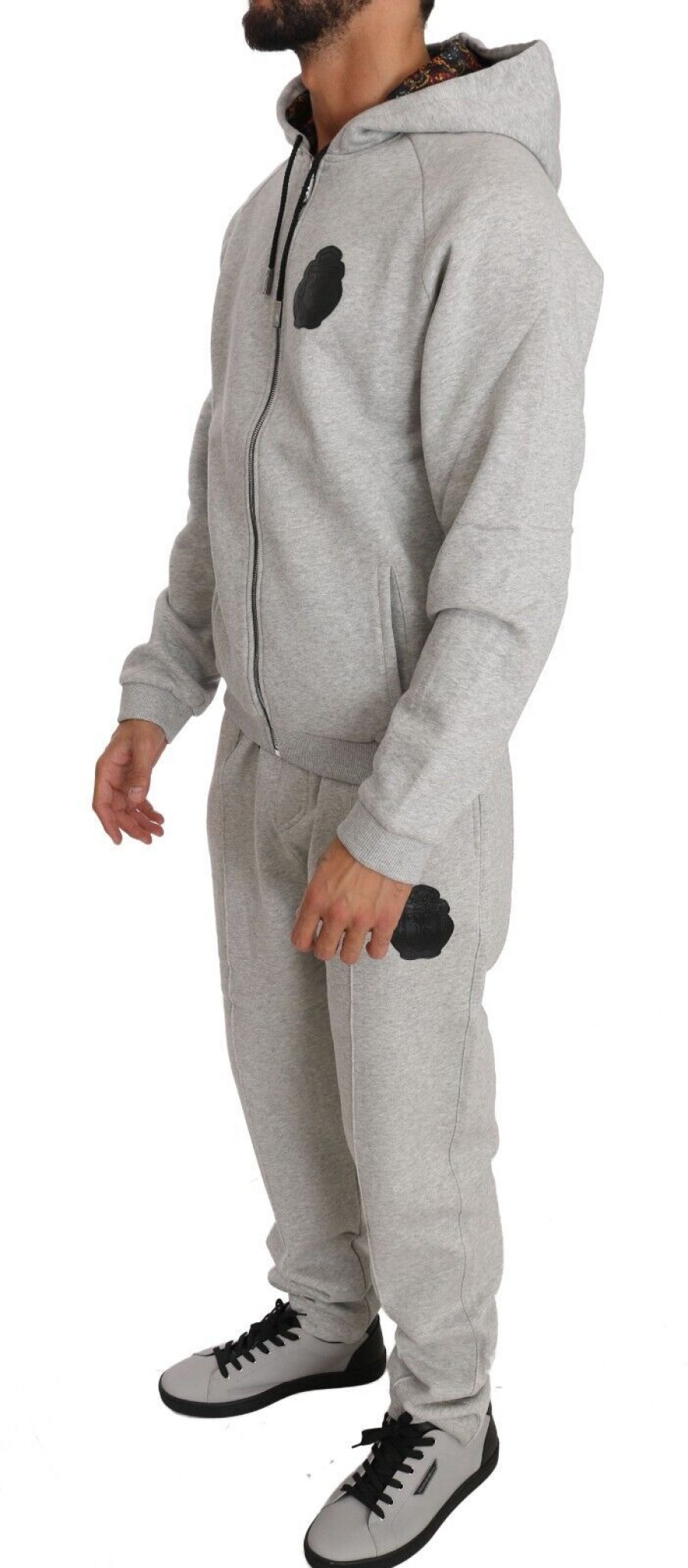 Men Billionaire Italian Couture Men'S Sweatsuit | Billionaire Italian Couture Gray Cotton Sweater Pants Set Tracksuit - Genuine Authentic Brand Llc