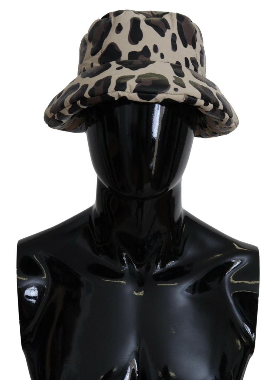 Men Dolce & Gabbana Men'S Hats & Caps | Dolce & Gabbana Multicolor Leopard Print Capello Men Bucket Cap Hat