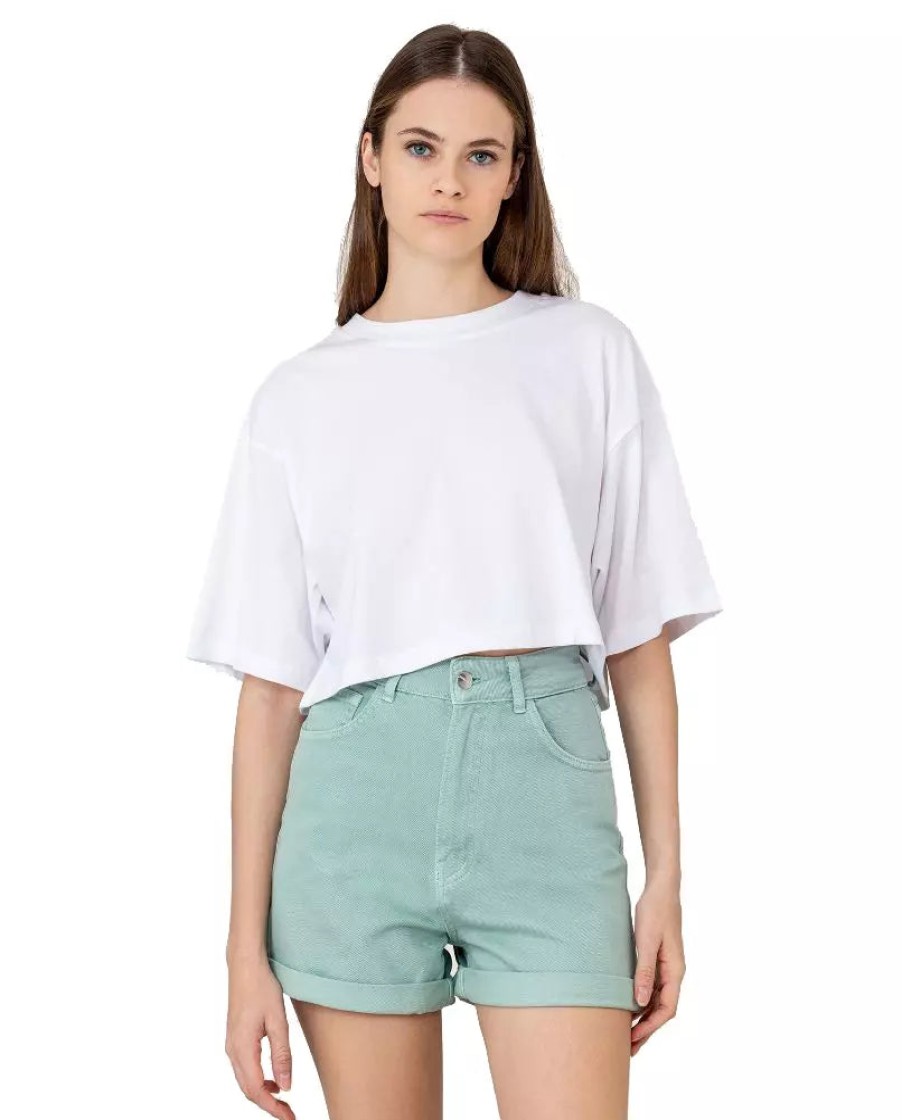 Women Hinnominate Women'S Shorts | Hinnominate Chic Green Cotton Shorts With Classic Five-Pocket Design