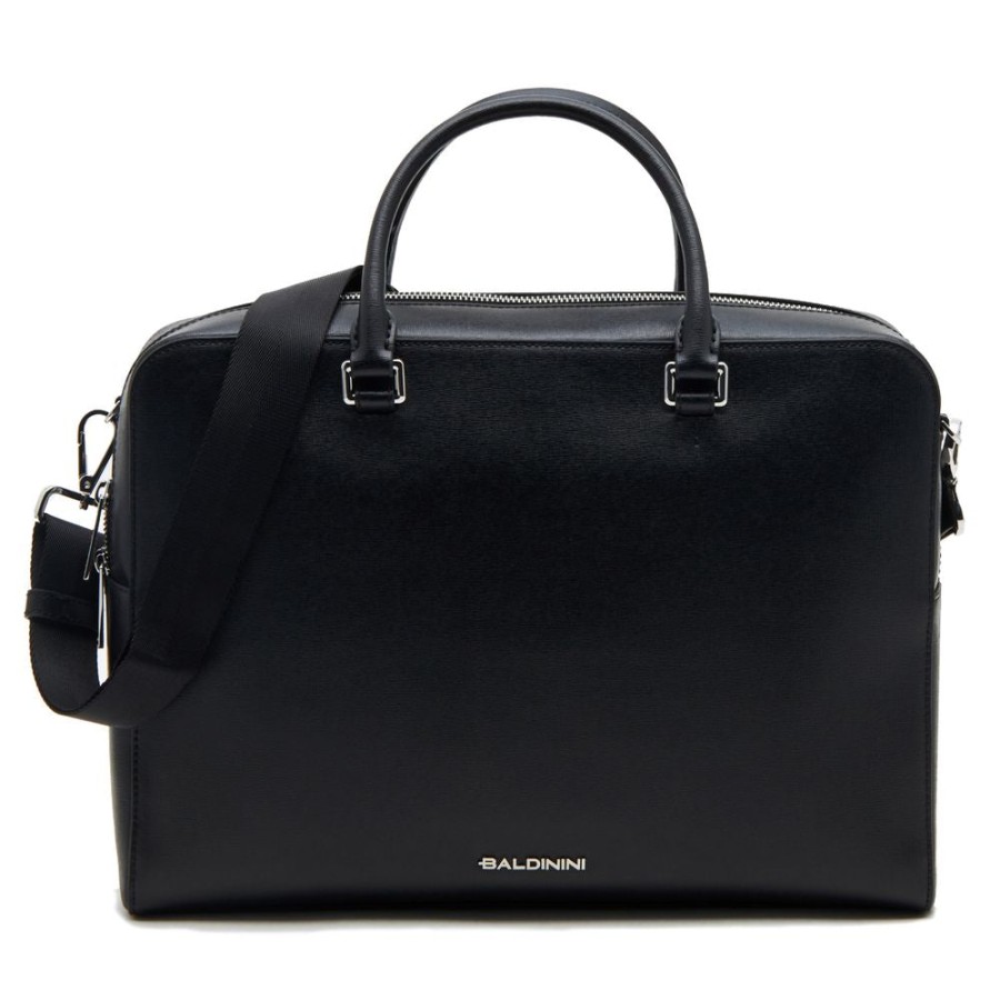 Men Baldinini Trend Men'S Briefcases | Baldinini Trend Sleek Calfskin Document Holder With Strap