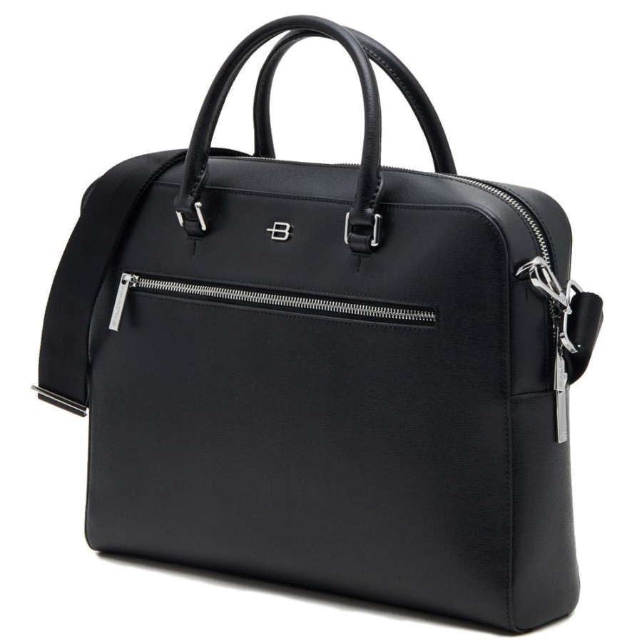 Men Baldinini Trend Men'S Briefcases | Baldinini Trend Sleek Calfskin Document Holder With Strap