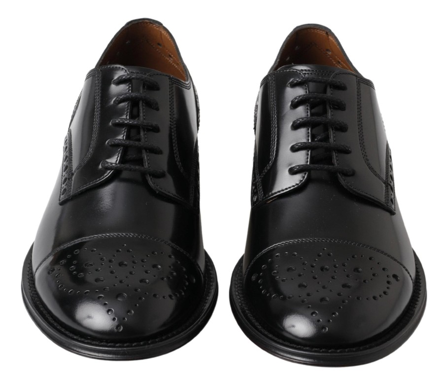 Men Dolce & Gabbana Men'S Formal | Dolce & Gabbana Black Leather Oxford Wingtip Formal Derby Shoes