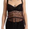 Women Dolce & Gabbana Women'S Sleepwear | Dolce & Gabbana Black Silk Lace Babydoll Nylon Lingerie Top