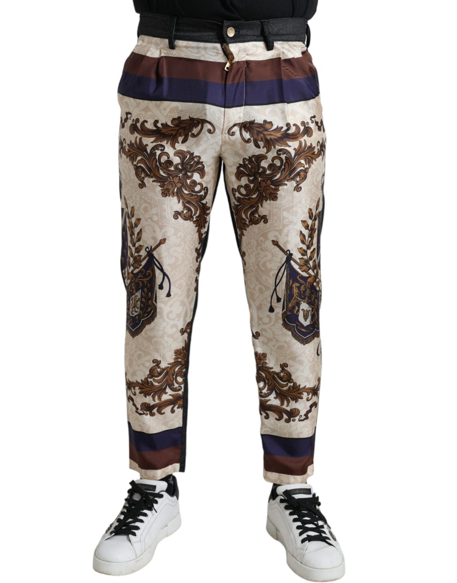 Men Dolce & Gabbana Men'S Jeans & Pants | Dolce & Gabbana Multicolor Heraldic Skinny Men Pants