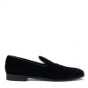 Men Dolce & Gabbana Men'S Loafers | Dolce & Gabbana Black Velvet Loafers Formal Shoes