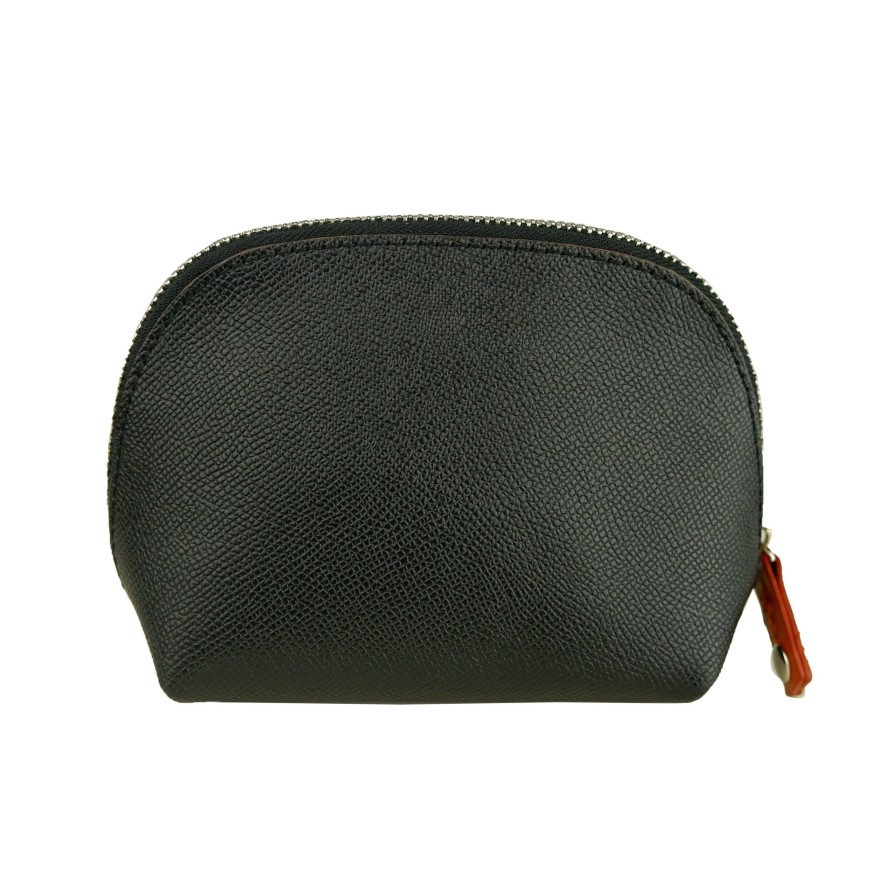 Women La Martina Women'S Leather Accessories | La Martina Chic Black Leather Cosmetics Pouch