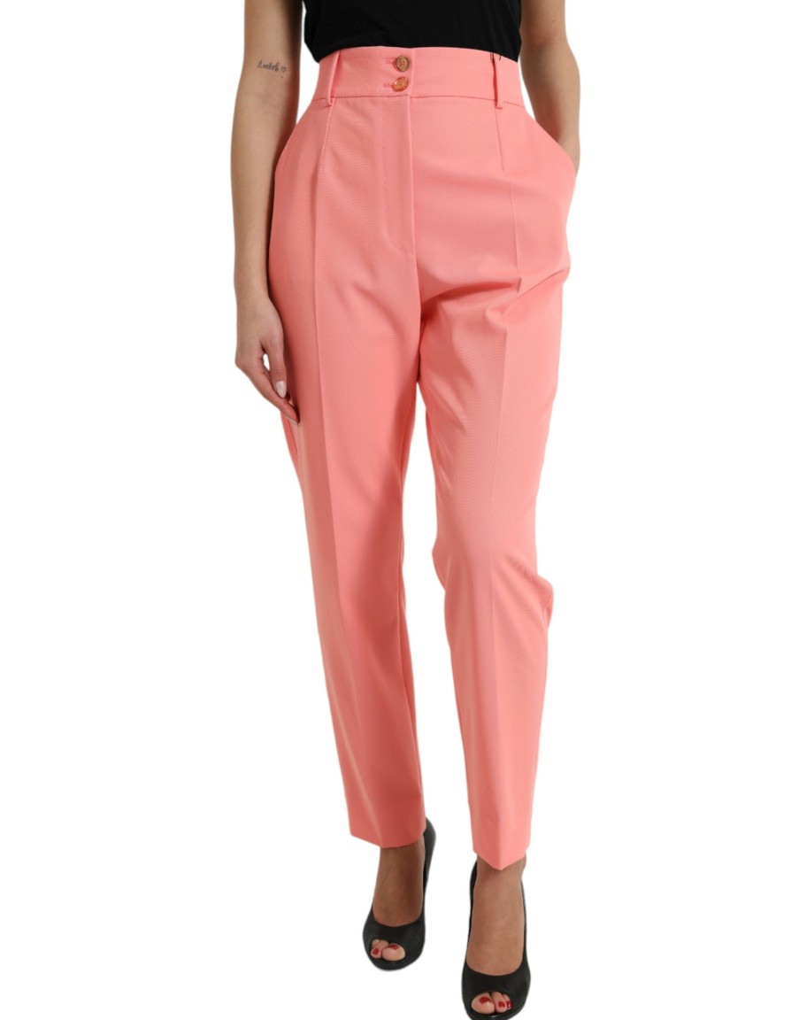 Women Dolce & Gabbana Women'S Pants & Jeans | Dolce & Gabbana Pink High Waist Tapered Women Pants