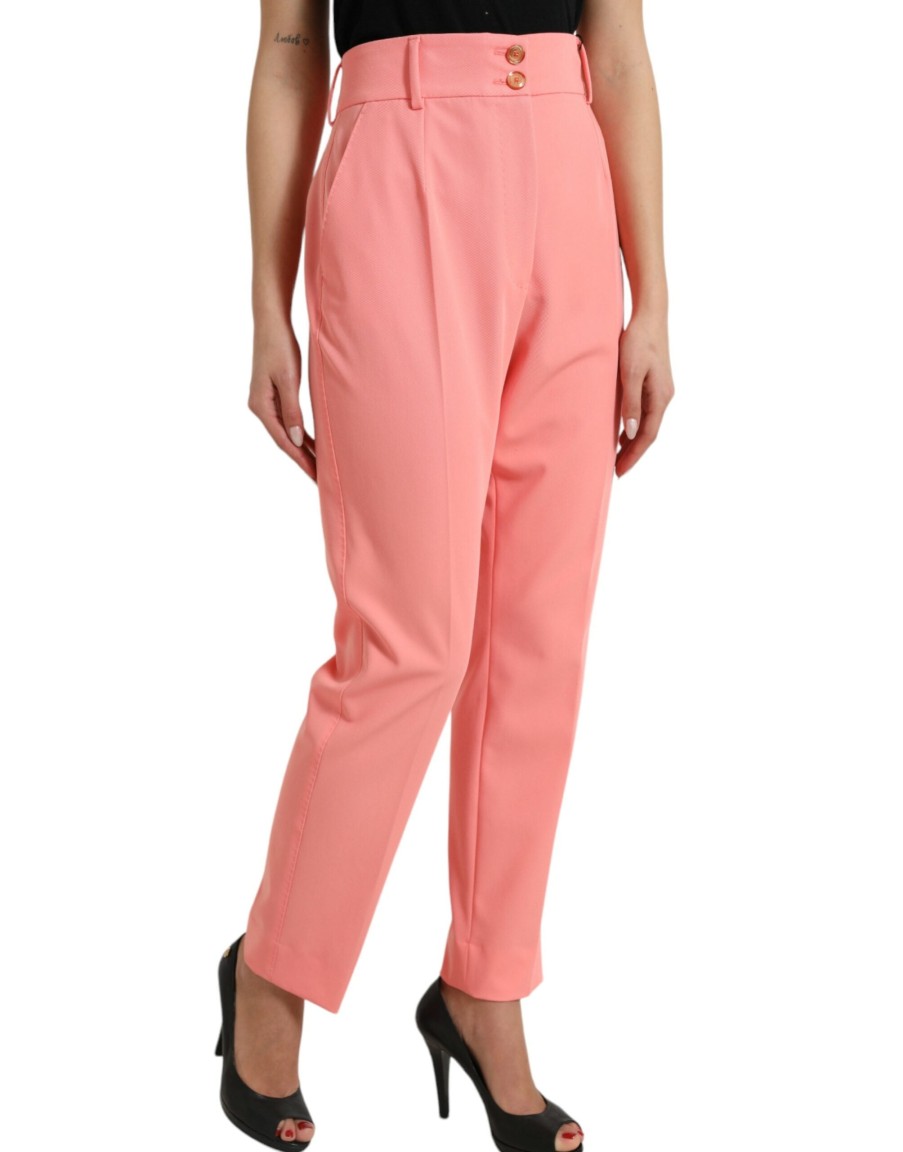 Women Dolce & Gabbana Women'S Pants & Jeans | Dolce & Gabbana Pink High Waist Tapered Women Pants