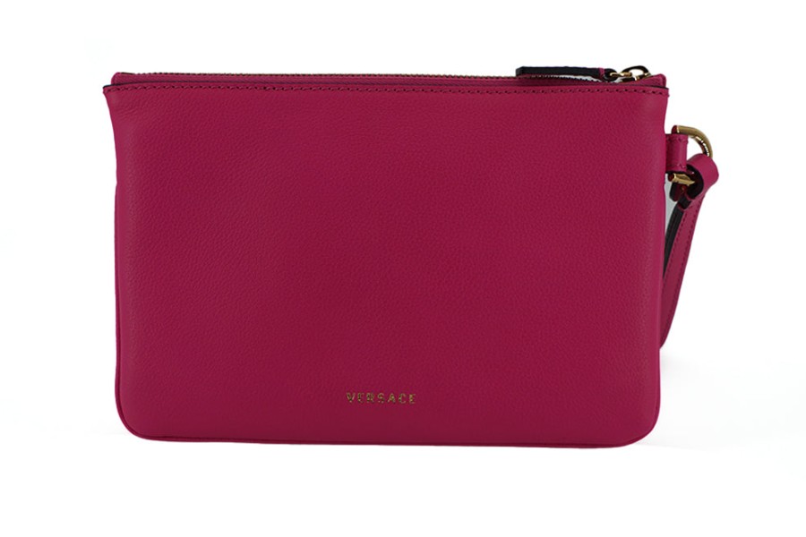 Women Versace Women'S Clutch Bags | Versace Pink Calf Leather Pouch Bag