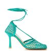 Women Bottega Veneta Women'S Pumps | Bottega Veneta Green Stretch Leather-Trimmed Pumps