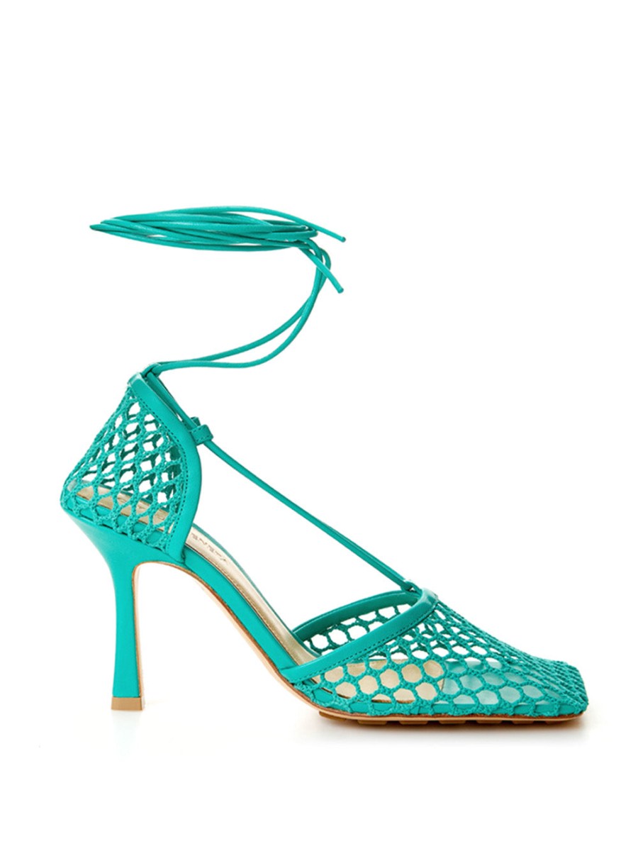 Women Bottega Veneta Women'S Pumps | Bottega Veneta Green Stretch Leather-Trimmed Pumps