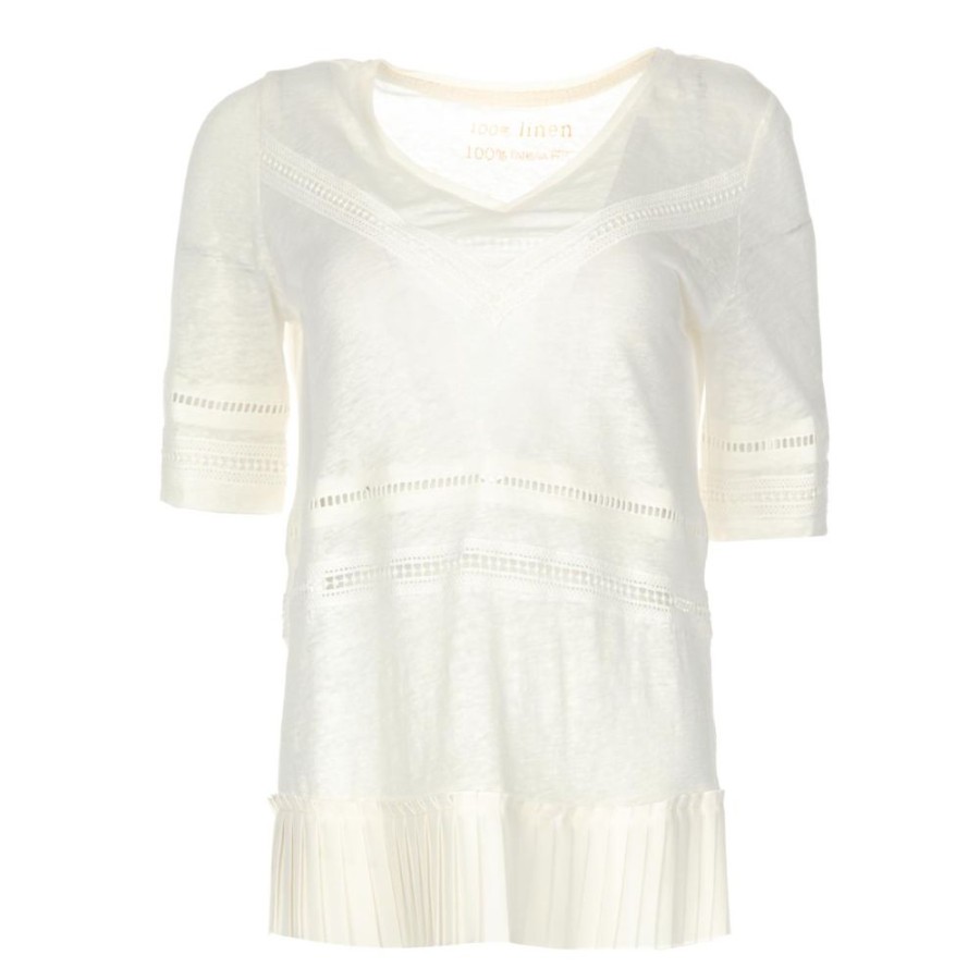 Women Patrizia Pepe Women'S Tops & T-Shirts | Patrizia Pepe White Linen Tops & T-Shirt