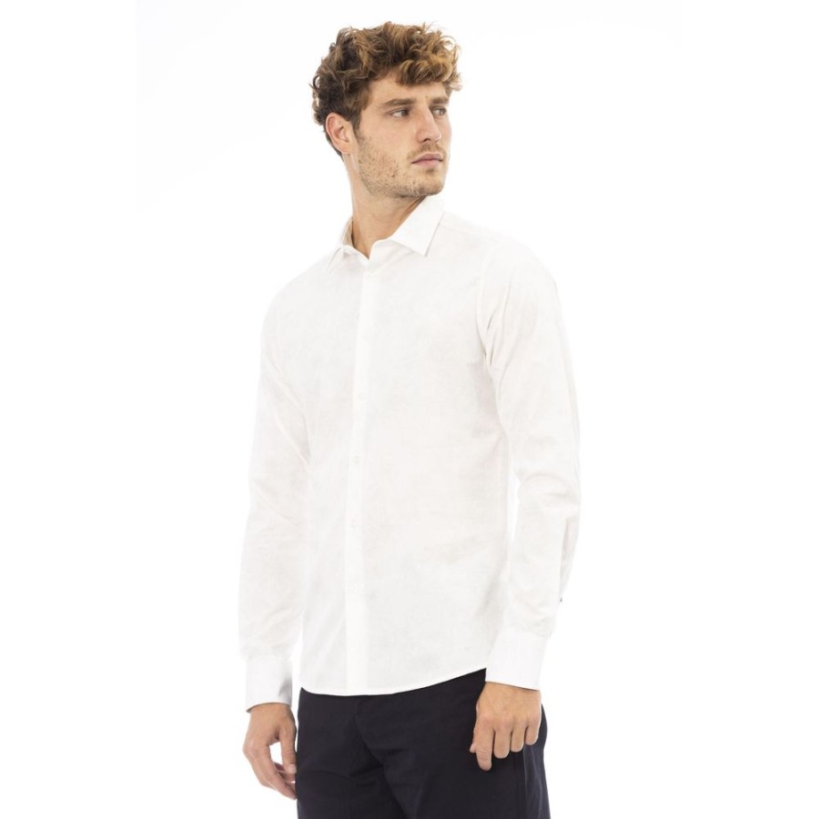 Men Baldinini Trend Men'S Shirts | Baldinini Trend Baldinini Trend Crisp White Italian Shirt