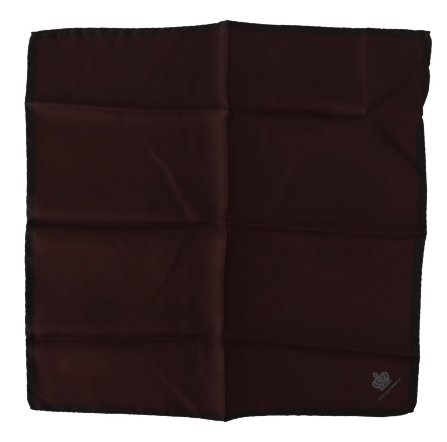 Men Dolce & Gabbana Men'S Handkerchief | Dolce & Gabbana Maroon Square Handkerchief 100% Silk Scarf