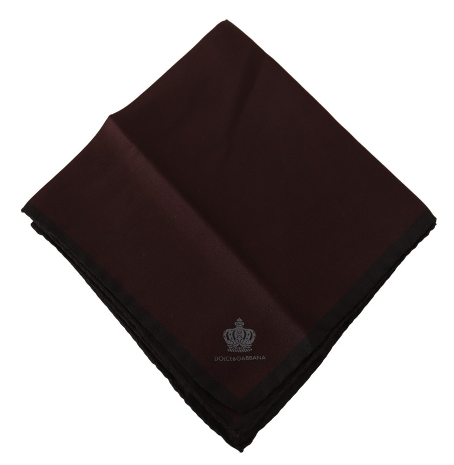 Men Dolce & Gabbana Men'S Handkerchief | Dolce & Gabbana Maroon Square Handkerchief 100% Silk Scarf