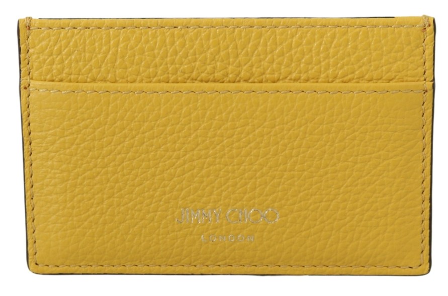 Women Jimmy Choo Women'S Leather Accessories | Jimmy Choo Aarna Yellow Leather Card Holder