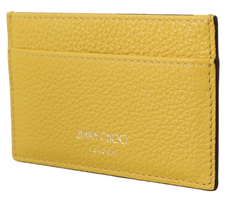 Women Jimmy Choo Women'S Leather Accessories | Jimmy Choo Aarna Yellow Leather Card Holder