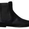 Men Dolce & Gabbana Men'S Boots | Dolce & Gabbana Black Leather Chelsea Men Ankle Boots Shoes