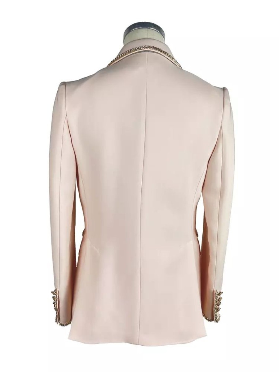 Women Elisabetta Franchi Women'S Suits & Blazers | Elisabetta Franchi Blush Toned Chain-Detail Blazer