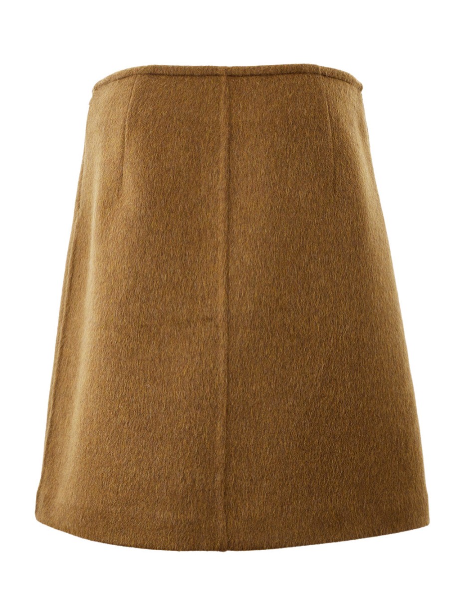 Women Bottega Veneta Women'S Skirts | Bottega Veneta Brown Wool Mohair Skirt