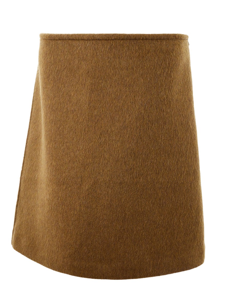 Women Bottega Veneta Women'S Skirts | Bottega Veneta Brown Wool Mohair Skirt