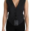 Women Dolce & Gabbana Women'S Vest | Dolce & Gabbana Black Dotted Waistcoat Vest Blouse Top