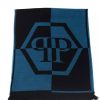 Men Philipp Plein Men'S Scarves | Philipp Plein Elegant Fringed Blue Scarf