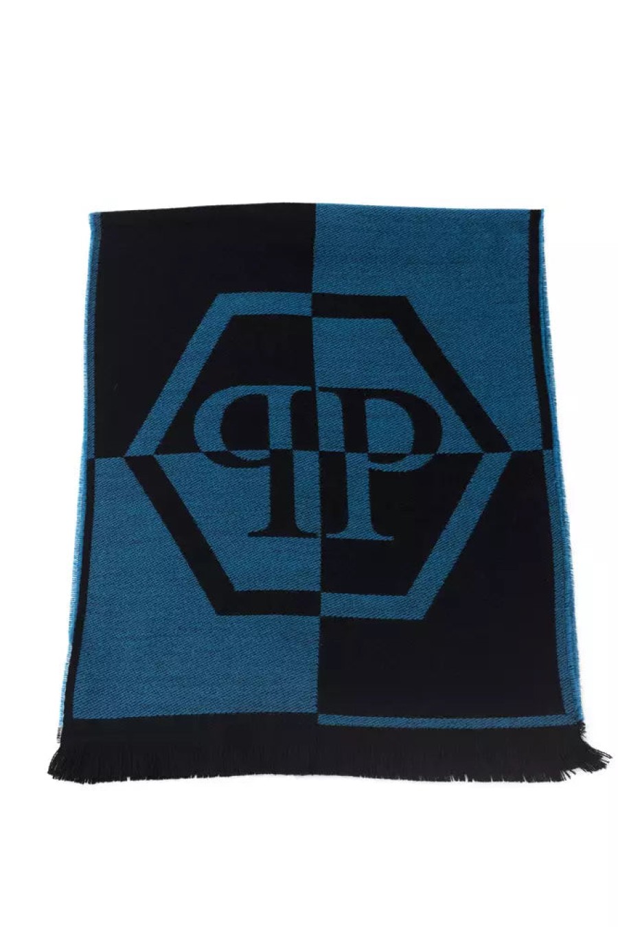 Men Philipp Plein Men'S Scarves | Philipp Plein Elegant Fringed Blue Scarf