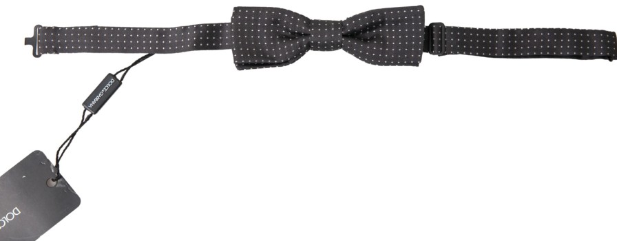 Men Dolce & Gabbana Men'S Ties & Bowties | Dolce & Gabbana Black Polka Dot Silk Adjustable Men Neck Papillon Bow