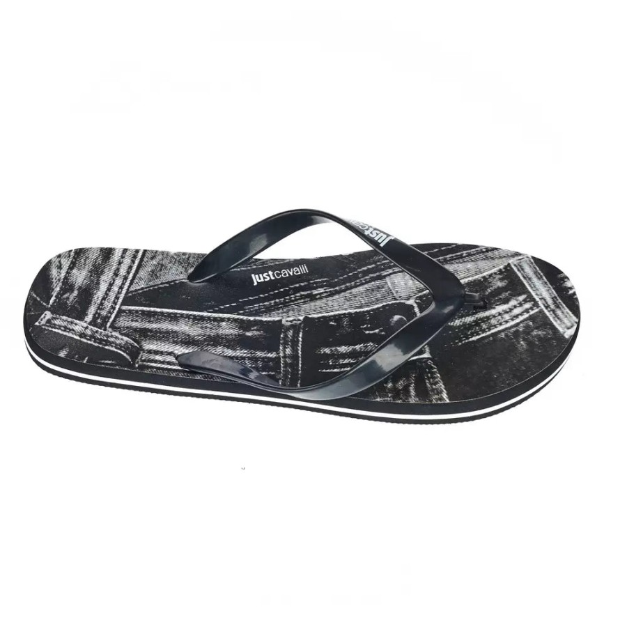 Men Just Cavalli Men'S Slide Sandals | Just Cavalli Sleek Summer Men'S Logo Flip Flops