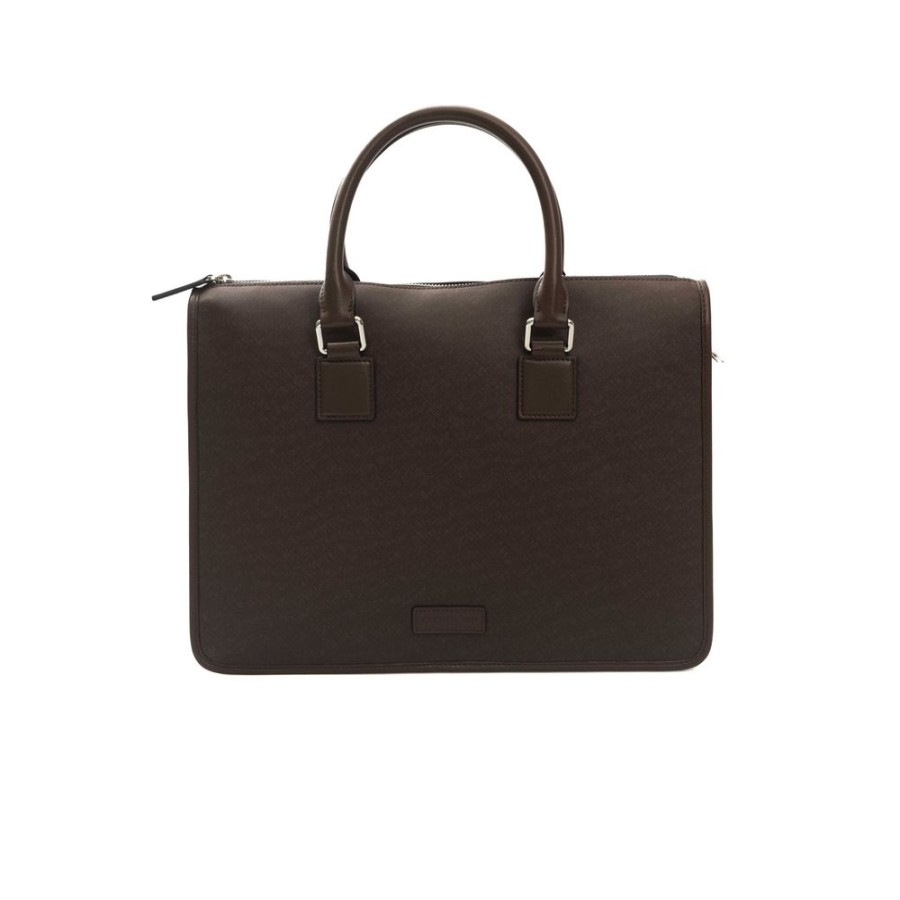 Men Cerruti 1881 Men'S Briefcases | Cerruti 1881 Elegant Leather Briefcase With Shoulder Strap