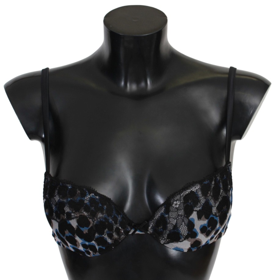 Women Roberto Cavalli Women'S Underwear | Roberto Cavalli Black Lace Reggiseno Nylon Bra Underwear