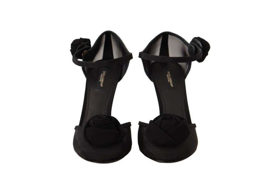 Women Dolce & Gabbana Women'S Pumps | Dolce & Gabbana Black Mesh Ankle Strap High Heels Pumps Shoes