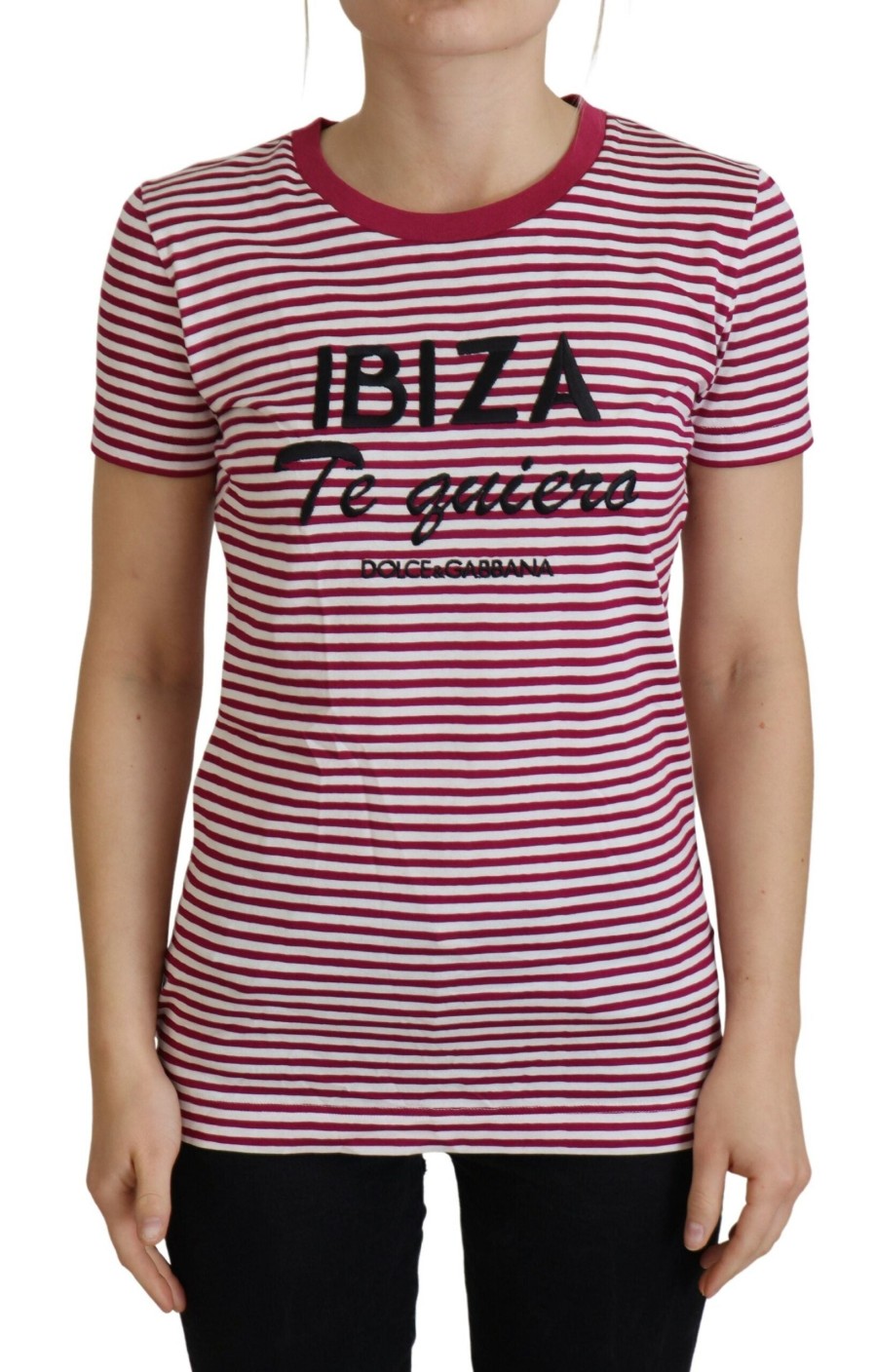 Women Dolce & Gabbana Women'S Tops & T-Shirts | Dolce & Gabbana White Pink Ibiza Exclusive T-Shirt