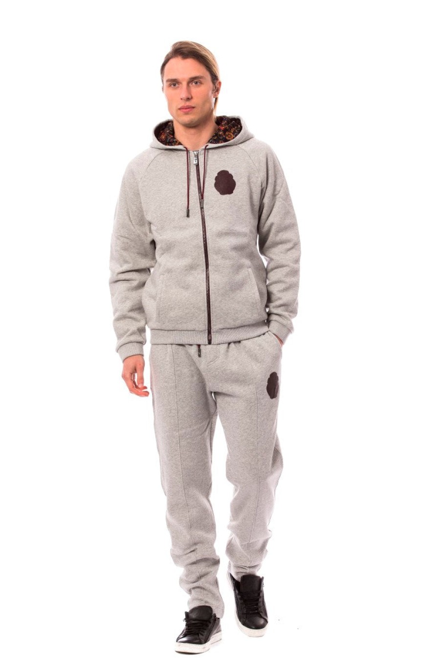 Men Billionaire Italian Couture Men'S Sweatsuit | Billionaire Italian Couture Gray Cotton Hooded Sweatsuit - Genuine Authentic Brand Llc