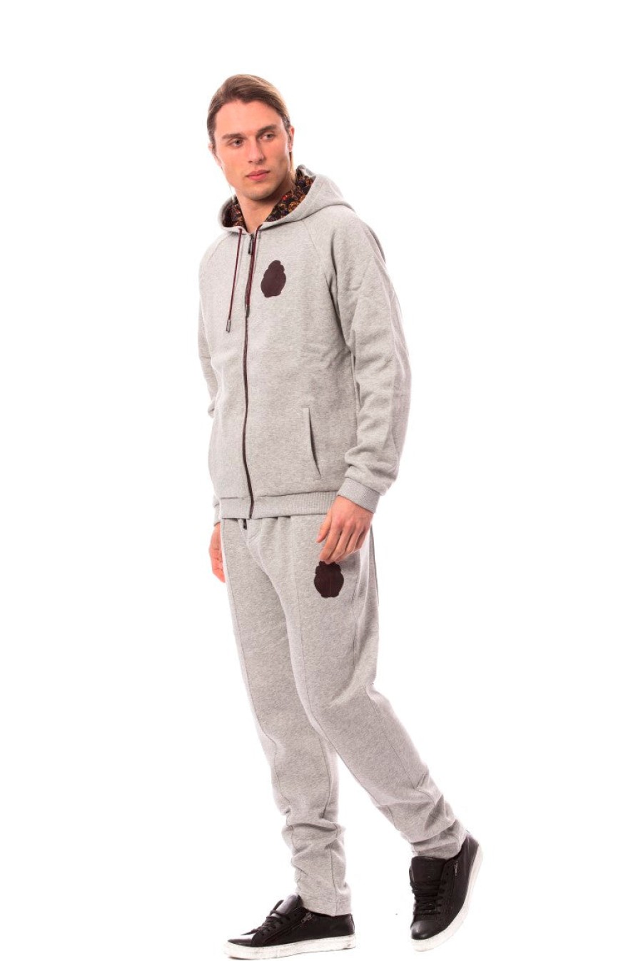 Men Billionaire Italian Couture Men'S Sweatsuit | Billionaire Italian Couture Gray Cotton Hooded Sweatsuit - Genuine Authentic Brand Llc