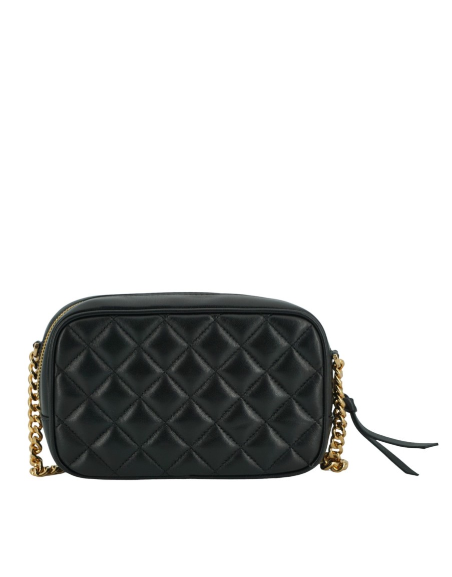 Women Versace Women'S Crossbody Bags | Versace Black Lamb Leather Small Camera Crossbody Bag