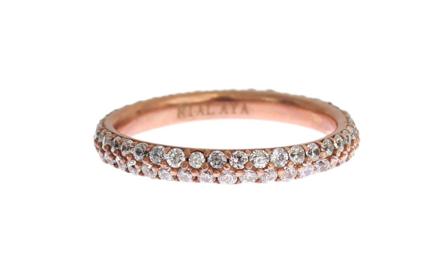 Women Nialaya Women'S Rings | Nialaya Pink Gold 925 Silver Clear Cz Ring