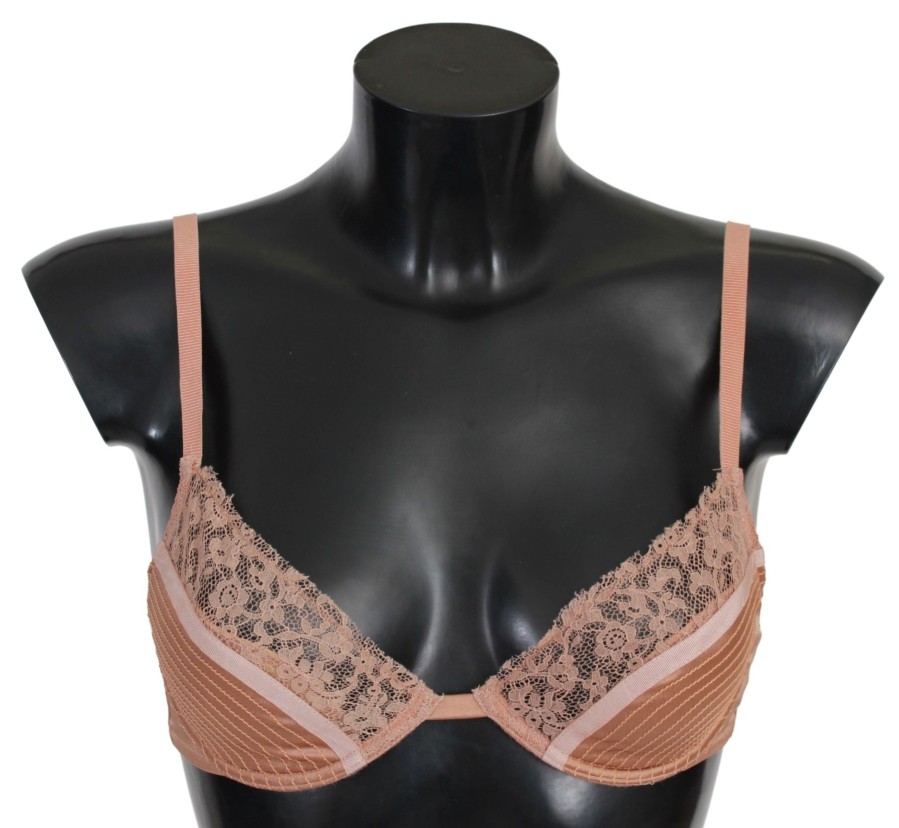 Women Ermanno Scervino Women'S Underwear | Ermanno Scervino Nude Lace Push Up Silk Underwear