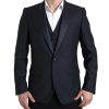 Men Dolce & Gabbana Men'S Suits | Dolce & Gabbana Blue 2 Piece Single Breasted Martini Suit