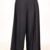 Women Dolce & Gabbana Women'S Pants & Jeans | Dolce & Gabbana Black Wide Leg High Waist Women Wool Pants