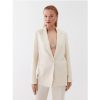 Women Patrizia Pepe Women'S Suits & Blazers | Patrizia Pepe Elegant White Linen Blend Jacket