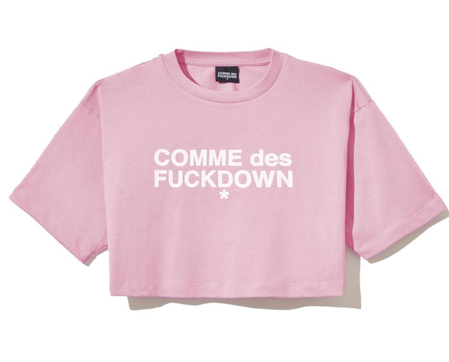 Women Comme Des Fuckdown Women'S Tops & T-Shirts | Comme Des Fuckdown Pink Short Sleeve Logo Tee