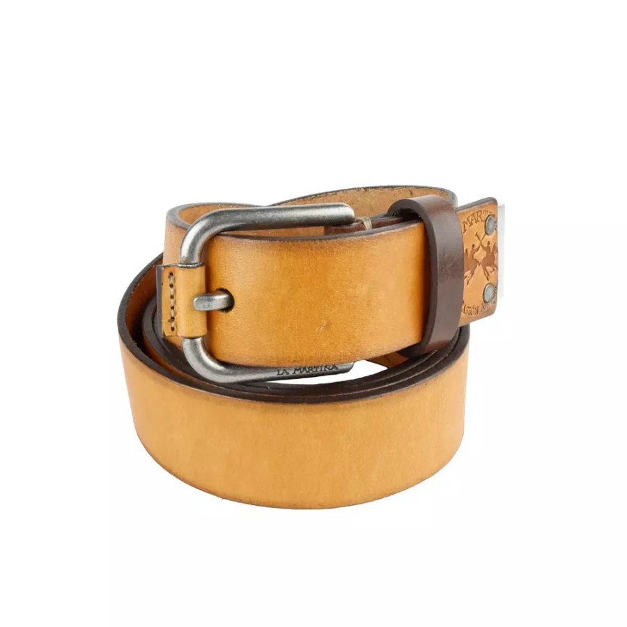 Women La Martina Women'S Belts | La Martina Elegant Unisex Yellow Leather Belt