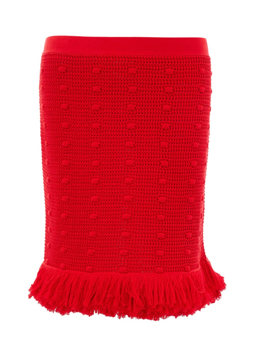 Women Bottega Veneta Women'S Skirts | Bottega Veneta Knitted Red Skirt