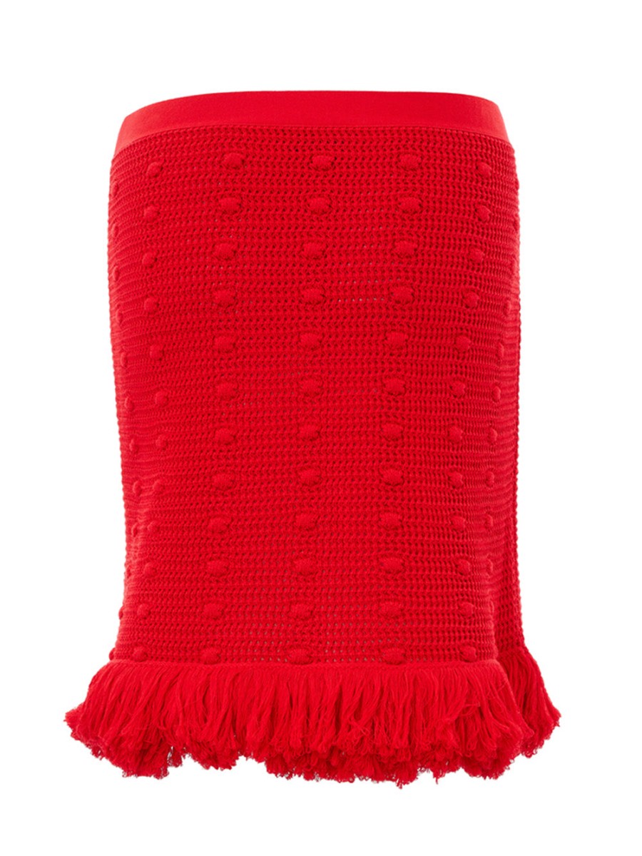 Women Bottega Veneta Women'S Skirts | Bottega Veneta Knitted Red Skirt