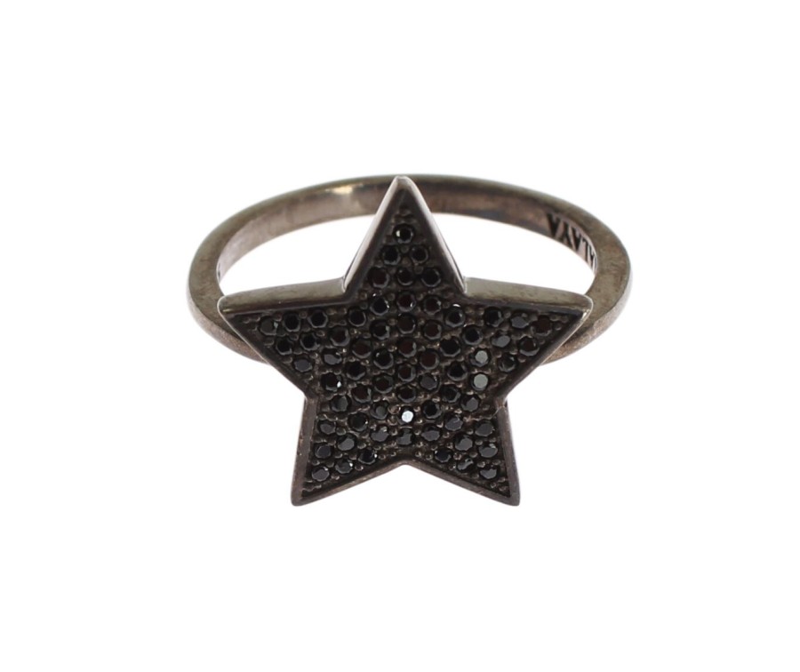 Women Nialaya Women'S Rings | Nialaya Black Cz Star 925 Silver Womens Ring