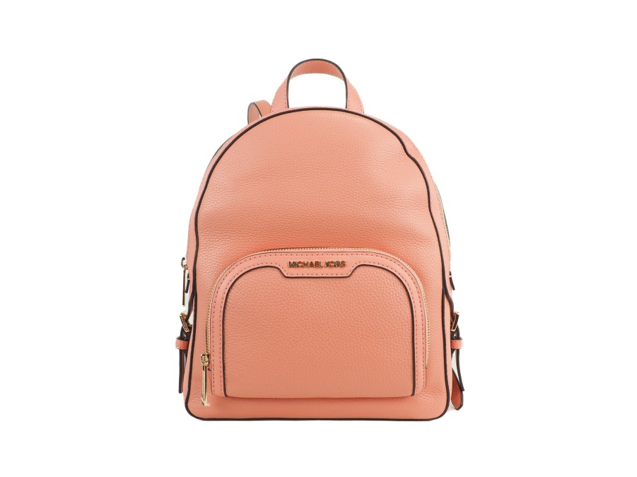 Women Michael Kors Women Backpacks | Michael Kors Jaycee Medium Sherbert Pebbled Leather Zip Pocket Backpac