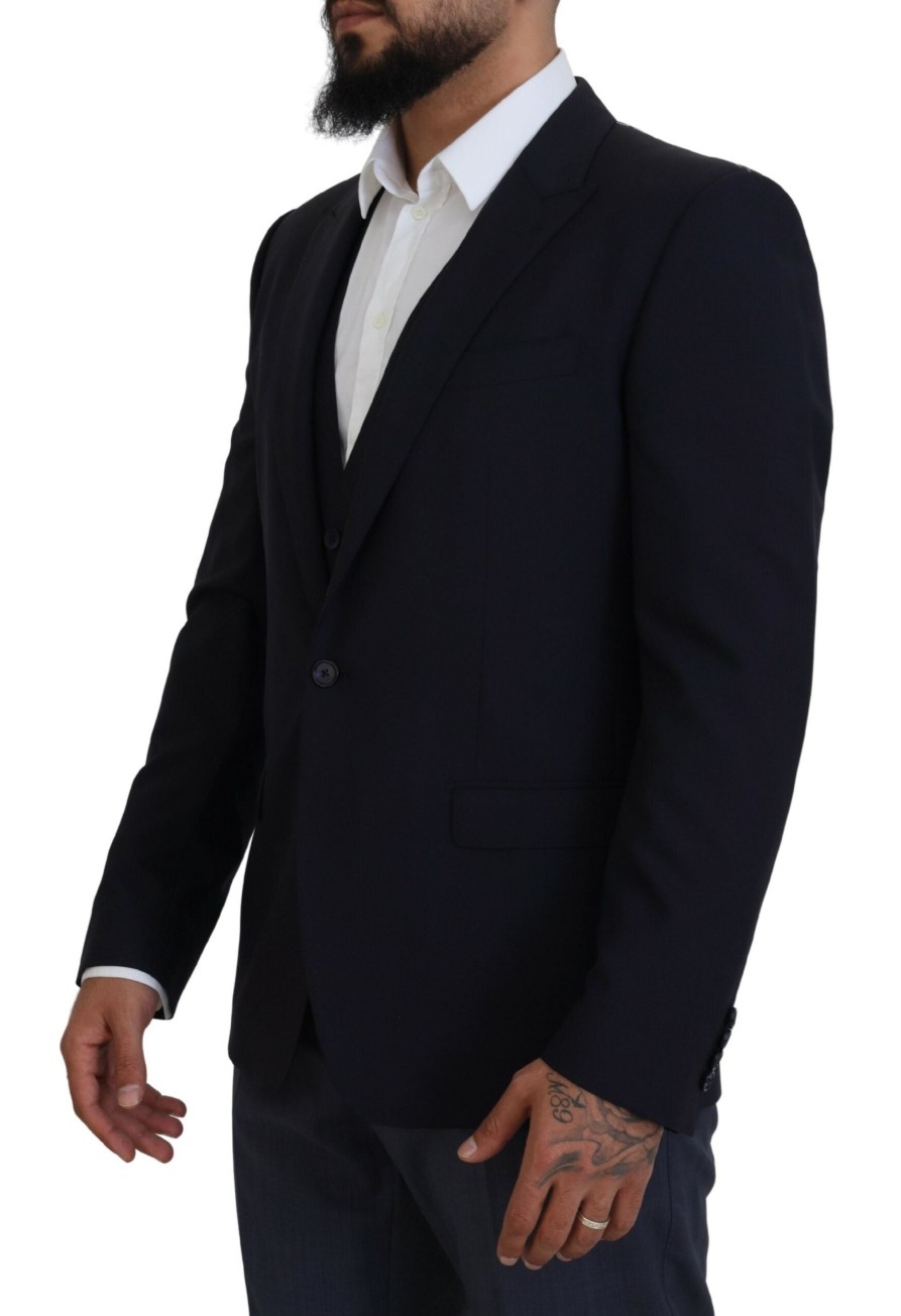 Men Dolce & Gabbana Men'S Blazers | Dolce & Gabbana Navy Blue Martini 2 Piece Blazer